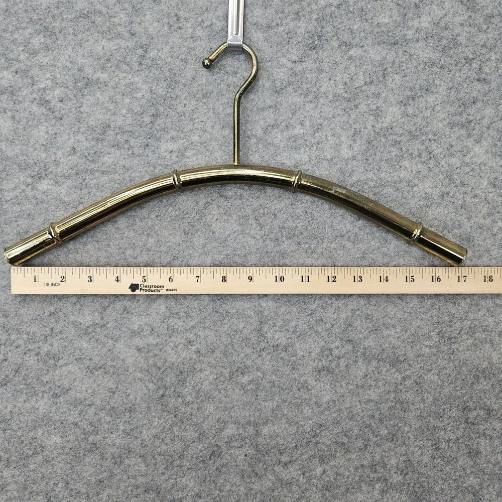 Gold Tone Clothes Hanger Brass Bamboo Style Hollywood Regency Metal Heavy MCM